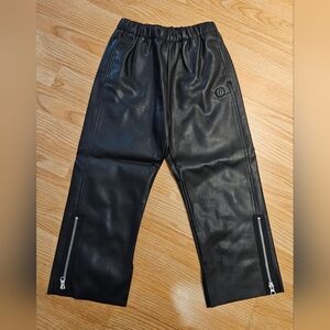 Maison Margiela boys black Faux leather pants, size 8